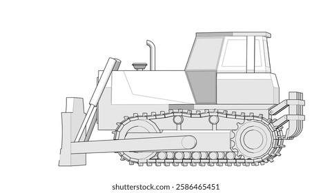 Bulldozer sketch concept 3D illustration