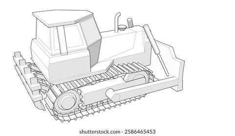 Bulldozer sketch concept 3D illustration