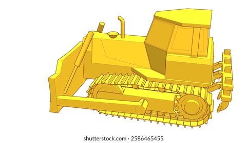 Bulldozer sketch concept 3D illustration