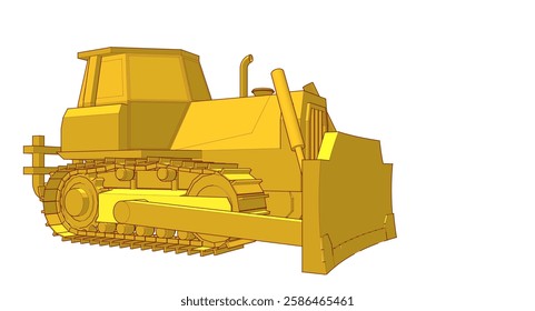 Bulldozer sketch concept 3D illustration