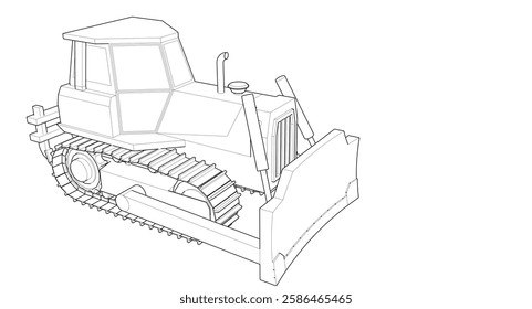 Bulldozer sketch concept 3D illustration