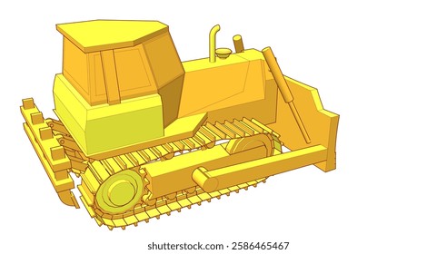 Bulldozer sketch concept 3D illustration