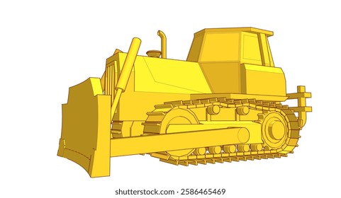 Bulldozer sketch concept 3D illustration