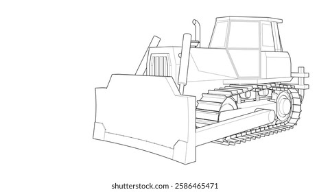 Bulldozer sketch concept 3D illustration