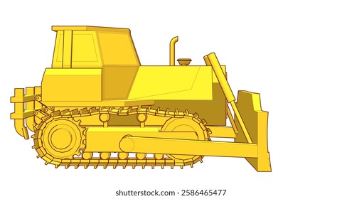 Bulldozer sketch concept 3D illustration