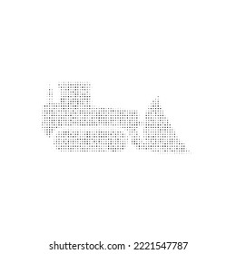 The bulldozer symbol filled with black dots. Pointillism style. Vector illustration on white background