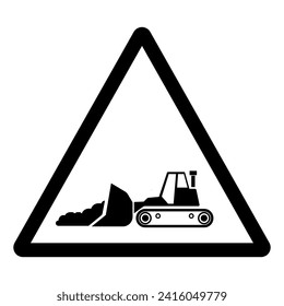 Symbol-Sign-Bulldozer, Vektorgrafik, einzeln auf weißem Hintergrund. EPS10