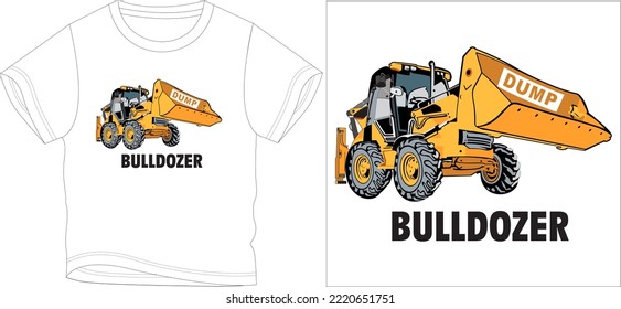 bulldozer t shirt graphic design vector illustration 