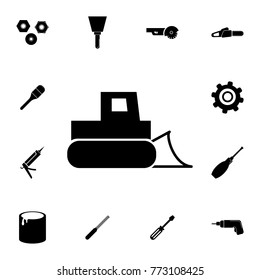 bulldozer, tractor with bucket icon. Set of construction tools icons. Web Icons Premium quality graphic design. Signs, outline symbols collection, simple icons for websites on white background