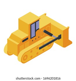 Bulldozer tractor icon. Isometric of bulldozer tractor vector icon for web design isolated on white background