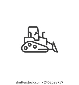 Bulldozer tractor line icon. linear style sign for mobile concept and web design. Bulldozer outline vector icon. Symbol, logo illustration. Vector graphics