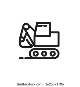 Bulldozer Trendy Flat Icon Design Building and Construction Theme