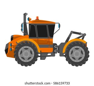 Icono plano vectorial de la máquina de camiones bulldozer. Tipo de maquinaria agrícola, de construcción o de construcción