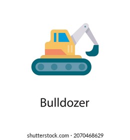 Vector de bulldozer Icono plano Icono ilustración Diseño. Símbolo de construcción sobre el archivo EPS 10 de fondo blanco