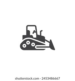 Bulldozer vector icon. filled flat sign for mobile concept and web design. Bulldozer tractor glyph icon. Symbol, logo illustration. Vector graphics