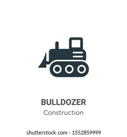 Bulldozer vector icon on white background. Flat vector bulldozer icon symbol sign from modern construction collection for mobile concept and web apps design.