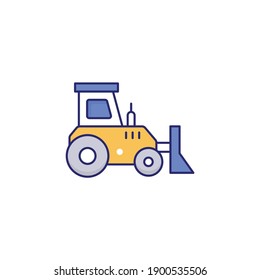 Bulldozer Vector Icon Style Illustration. EPS File 10