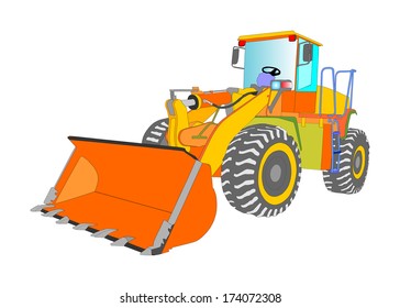 Bulldozer vector isolated on white background.