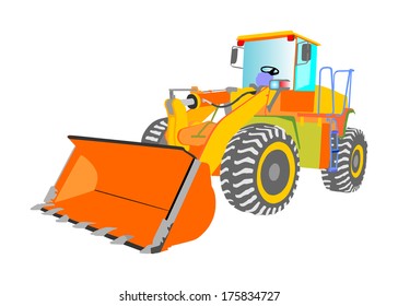 Bulldozer vector isolated on white background. No outline illustration.