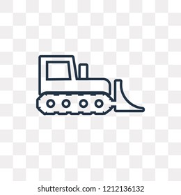 Bulldozer vector outline icon isolated on transparent background, high quality linear Bulldozer transparency concept can be used web and mobile