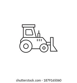Bulldozer Vector Outline Icon Style Illustration. EPS 10 File 