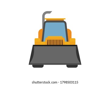 Bulldozer vehicle. Front view. Simple flat illustration
