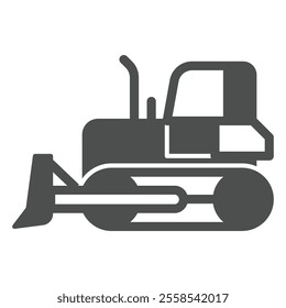 Bulldozer vehicle solid icon, construction site concept. Vector graphics. Heavy equipment transport sign on white background, glyph style icon for mobile or web design