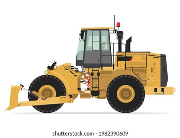 Bulldozzer Side View Vector Isolated Illustration
