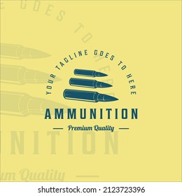 viñeta ammo vintage logo ilustración de la plantilla de icono diseño gráfico. equipo militar y militar para el concepto de guerra o de armas con tipografía de concepto retro