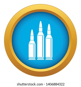Bullet ammunition icon blue vector isolated on white background for any design