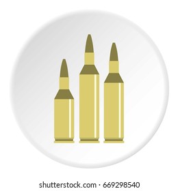 Bullet ammunition icon in flat circle isolated on white background vector illustration for web