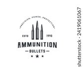 Bullet ammunition logo design with vintage style.