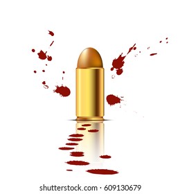 Bullet with Blood Background Vector Illustration