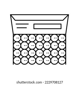 Kugel-Box Linie Symbol Vektorgrafik. Kuehlschachtelzeichen. isoliertes Kontursymbol