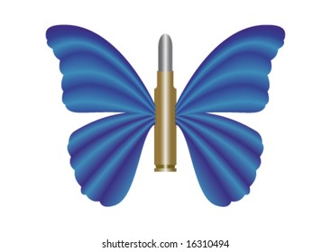 Bullet with butterfly wings