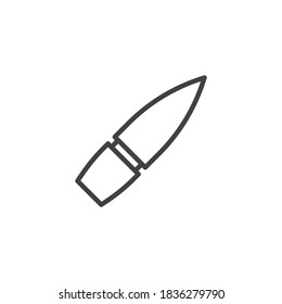 Icono de línea de calibre de bala. signo de estilo lineal para concepto móvil y diseño web. Icono de vector de contorno de viñeta de arma. Símbolo, ilustración del logotipo. Gráficos vectoriales