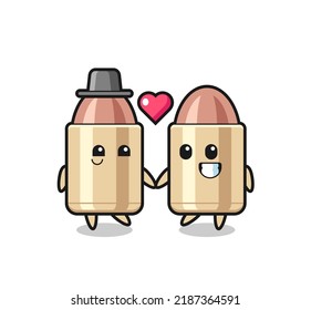 Bullet Cartoon Character Couple With Fall In Love Gesture , Cute Style Design For T Shirt, Sticker, Logo Element