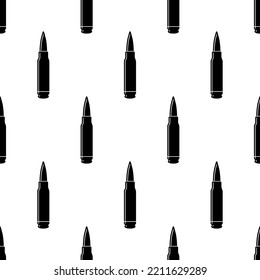 Bullet Cartridge Icon Seamless Pattern, Round, Firearm Ammunition Vector Art Illustration