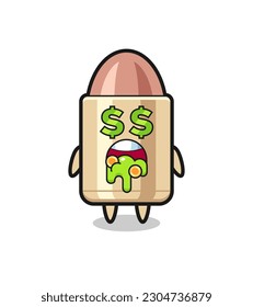 personaje de bala con una expresión de locura sobre el dinero, diseño de estilo lindo para camiseta, pegatina, elemento logo