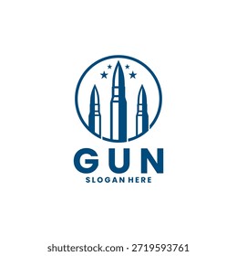 Bala con Vector de diseño de logotipo de círculo y estrella. Plantilla de diseño de logotipo de tienda de armas