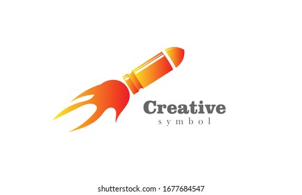 Símbolo creativo de viñeta concepto de potencia de fuego llama
