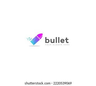 Bullet creative symbol concept. power shape in abstract business military logo. Gunshot target, gun flash, speed army flying weapon icon.
