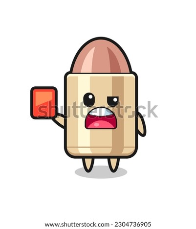 bullet cute mascot as referee giving a red card , cute style design for t shirt, sticker, logo element