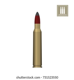 Bullet drawing on a white background. Weapon icon. Armed  ammunition. Vector illustration