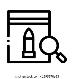 Bullet Evidence Poly Bag Icon Vector. Outline Bullet Evidence Poly Bag Sign. Isolated Contour Symbol Illustration