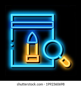 Bullet Evidence Poly Bag Neon Light Sign Vector. Glowing Bright Icon Bullet Evidence Poly Bag Sign. Transparent Symbol Illustration