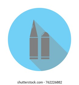 Bullet flat icon. Army sign on white background