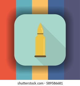 bullet flat icon with long shadow, vector illustration