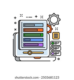 Bullet Graph Horizontal Fill Color Icon, Vector illustration
