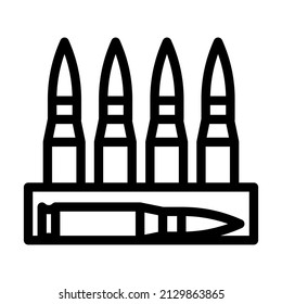 Kugel für Pistole Linie Symbol Vektorgrafik. Kugel für Waffenschild. isoliertes Kontursymbol